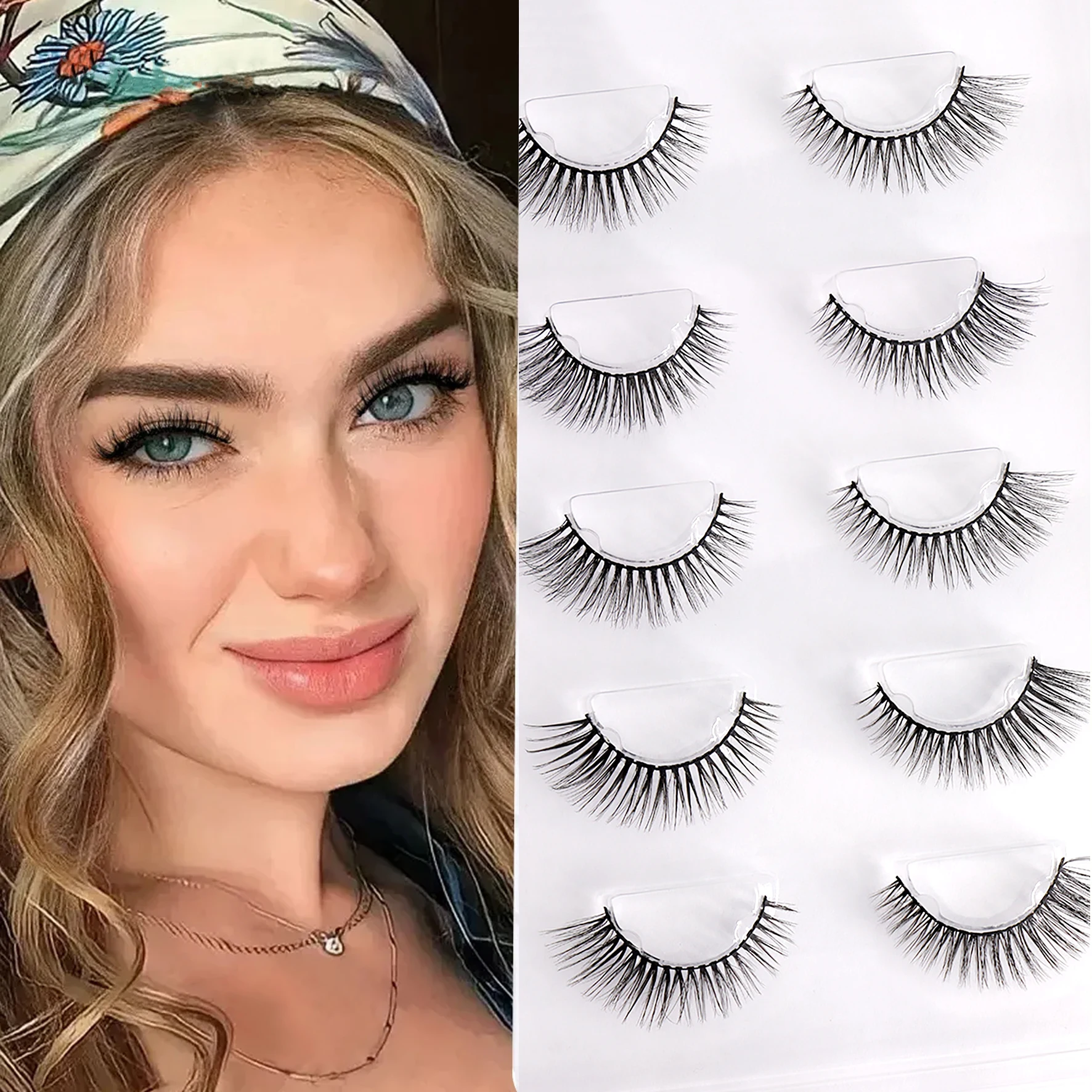 COAST GIRL 7 Paar 3D-Kunstwimpern mit Vollstreifen – natürliche, weiche und voluminöse, handgefertigte Kunstnerzwimpern, wiederverwendbar für den Alltag