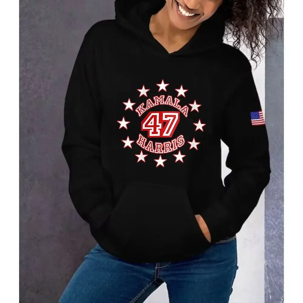 Kamala Harris Hoodie Kamala Harris for President 2024 Unisex Sweatshirt Harris Election Long Sleeve Men Sweatshirt Ropa Hombre