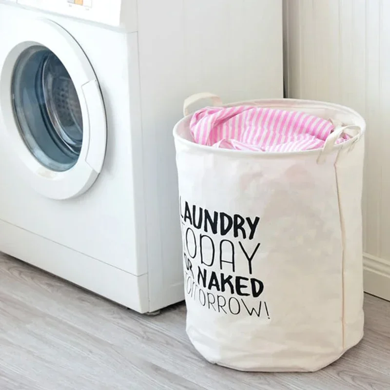 Ins Nordic Bathroom Dirty Laundry Basket Folding Laundry Clothes Hamper Bag Home Storage Bag Organizers Cotton Laundry Baskets