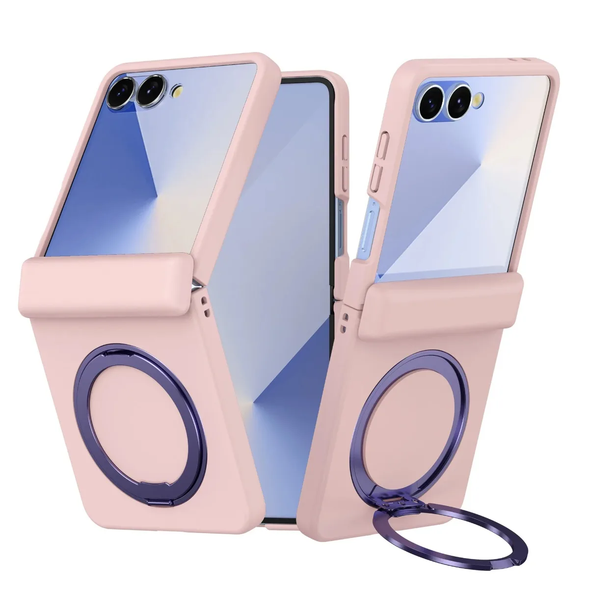Shockproof Protection Frosted Hard PC Phone Case for Samsung Galaxy Z Flip 8 7 FE 6 5 360° Rotable Magnetic Ring Bracket Cover