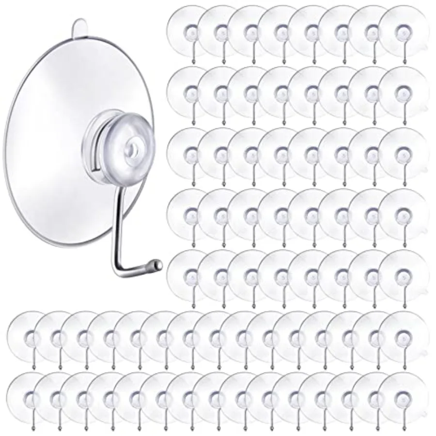 

Pieces Suction Cup Wall Hooks PVC Reusable Clear Suction Cups with Metal Hooks Practical Hanging Supplies Without Nails for Wal