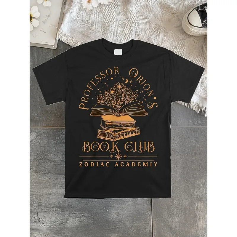 Zodiac Academy Professor Orion Book Club, novedad de verano, camiseta informal de algodón Y2K Unisex a la moda