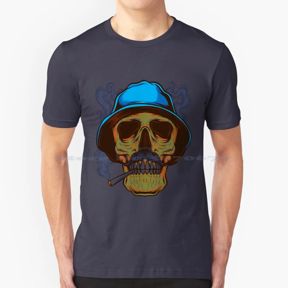 Skull Smokes Cigarette T Shirt 100% Cotton Tee Scull Motorcross Skeleton A Way Of Life Snake Motorcycle Club