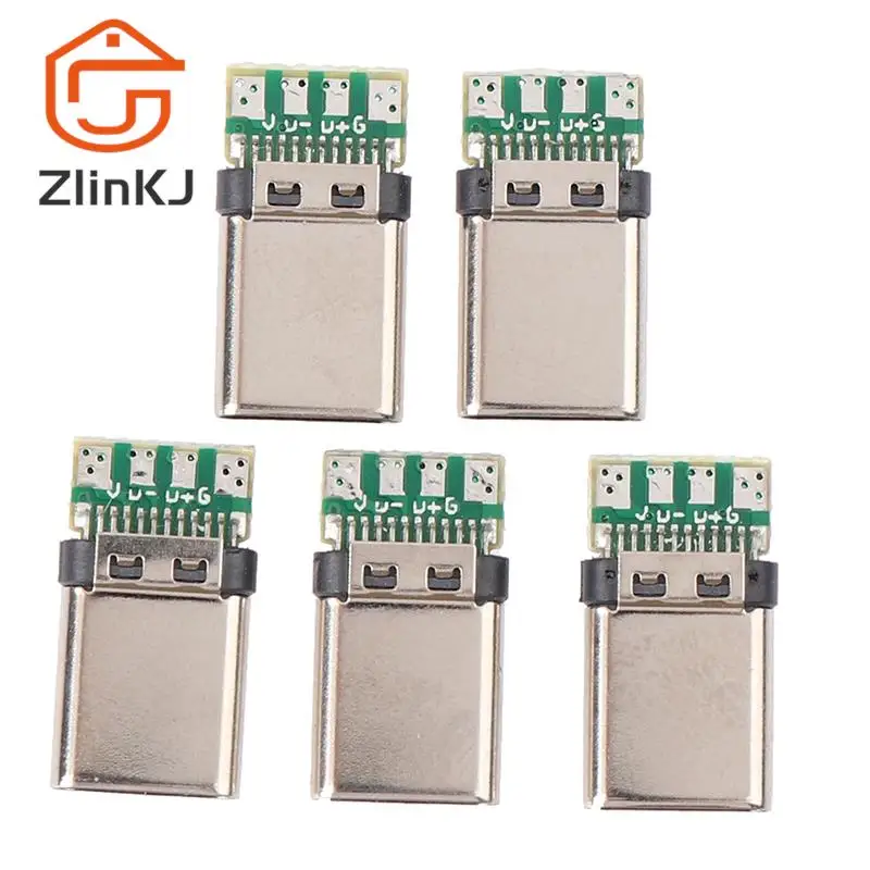 5個5a30v usb 3.1タイプcオスdiyはんだプラグコネクタソケット付属pcボード