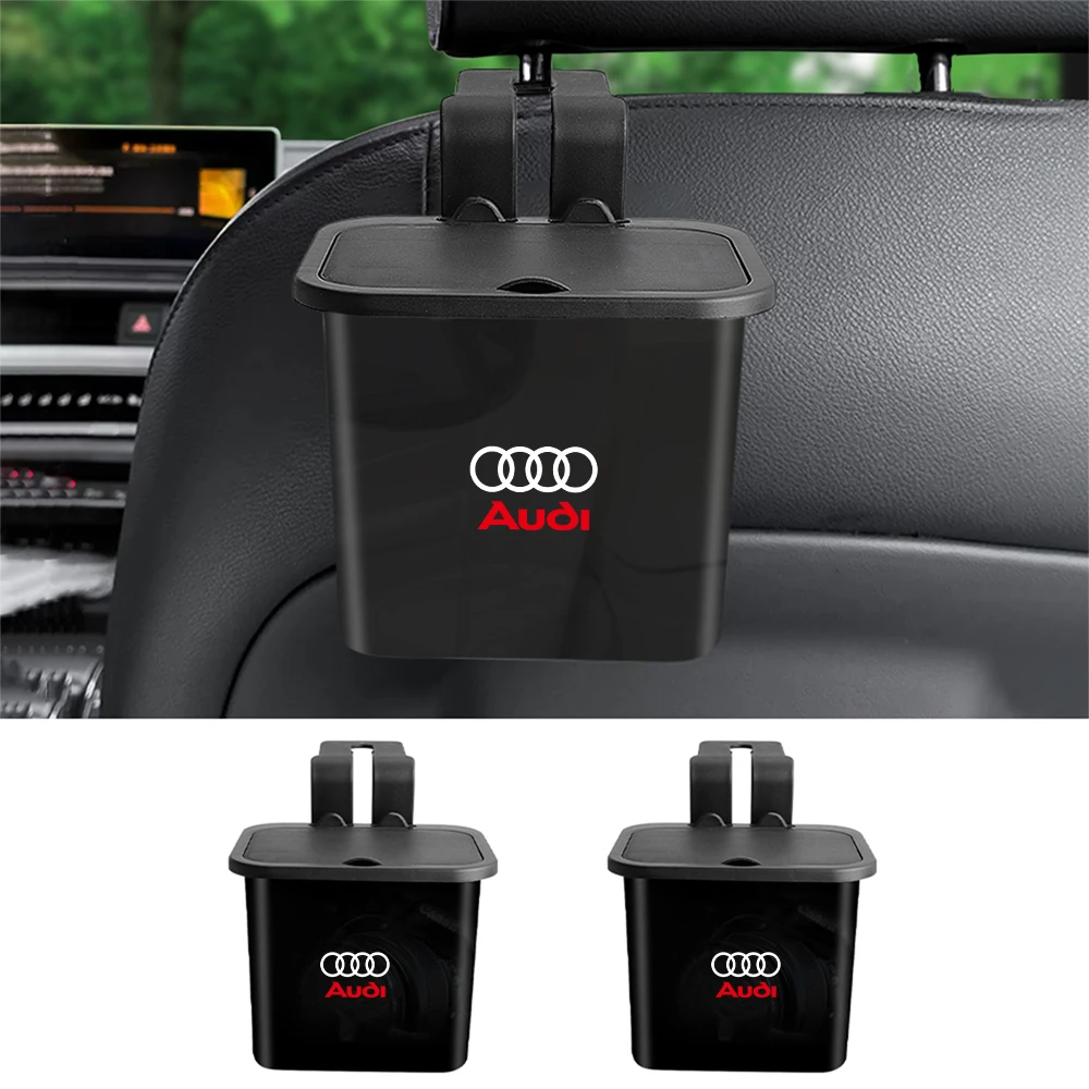 For AUDI SLINE RS S3 B5 TT S7 S8 Quattro 8P C6 A2 B3 RS3 RS5 Car Trash Storage Case Backseat Hanging Can Organizer Center Cover
