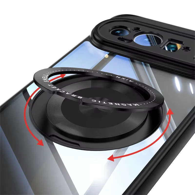 Magnetic for Magsafe Clear Phone Case For Google Pixel 9 Pro XL 8A Ring Stand Phone Holder Kickstand Shockproof Hard Cover image 3