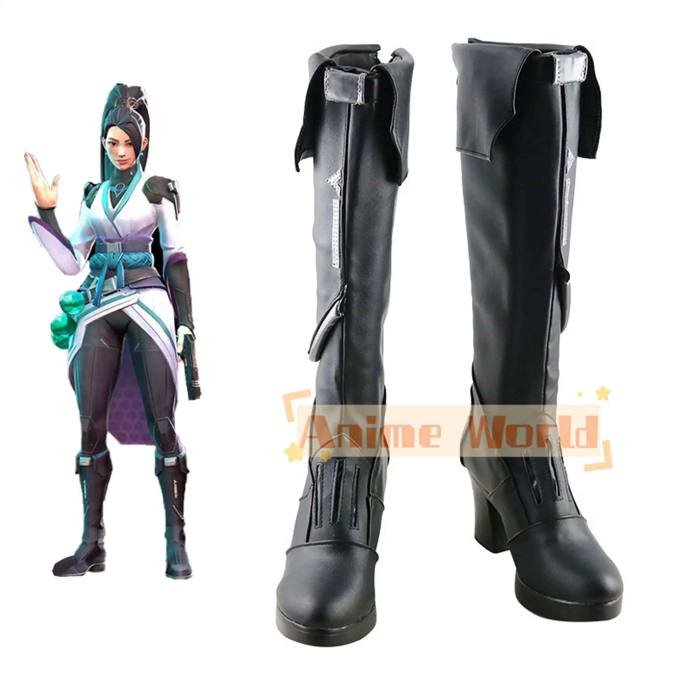 

Sage Black Shoes Cosplay Boots Custom-made Halloween Carnival Party Props