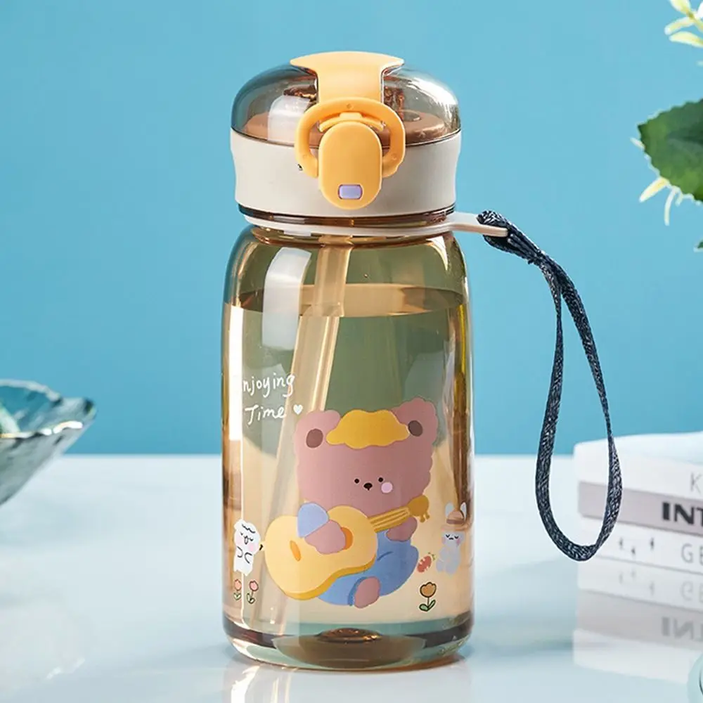 400ml Cute Water Straw Cup Sippy Kids Cartoon BPA Free Leakproof Water Bottles Bear Outdoor Portable Drink Bottle Children\'s Cup