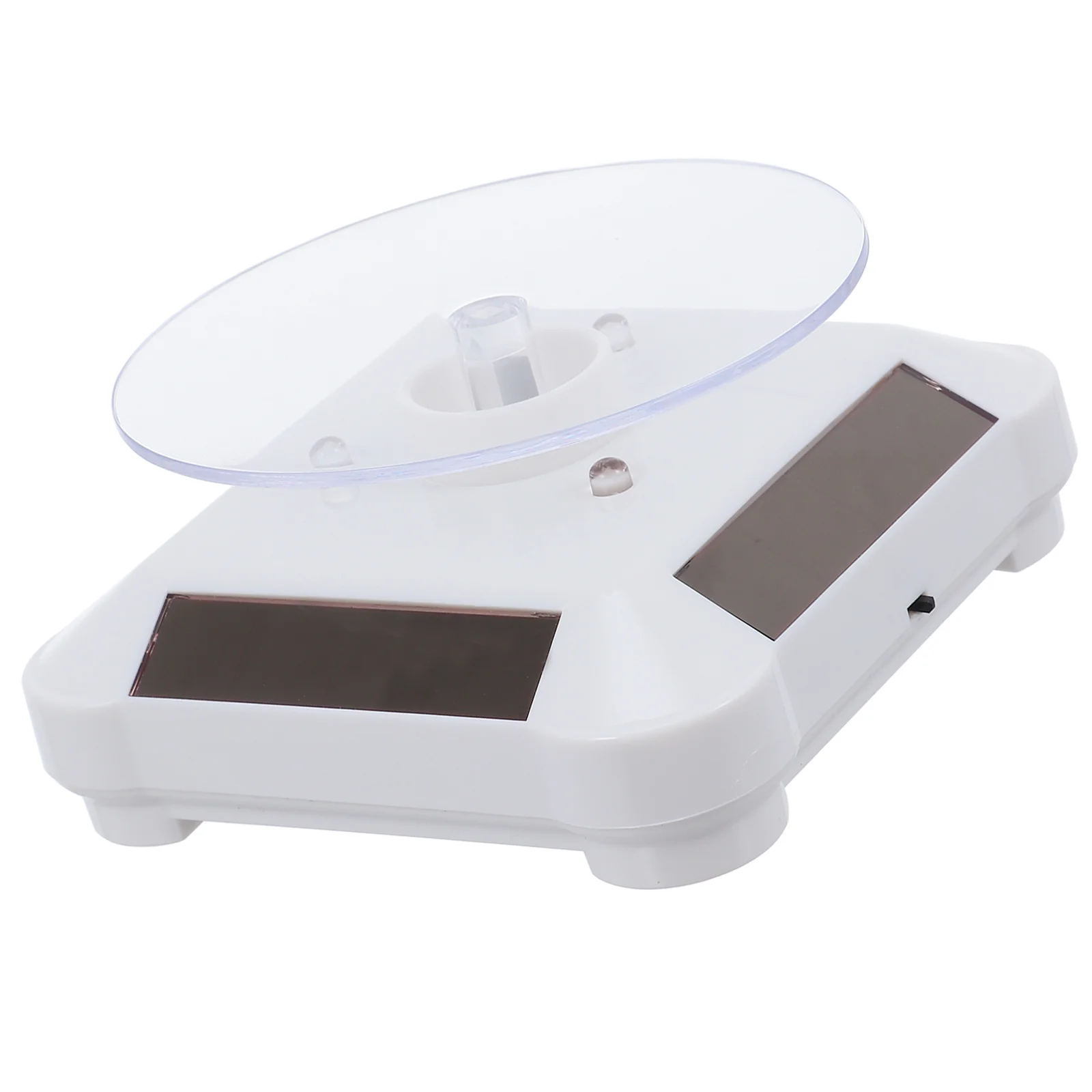 Solar Rotating Jewelry Display Rack 360 Degree Automatic Rotation Stand for Watches Cameras Small Items LED Light Showcase