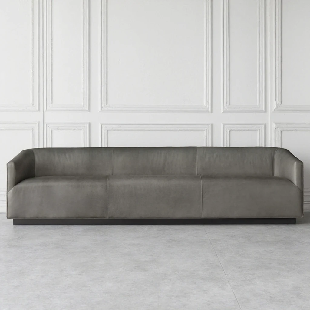 Custom Contemporary 1950s Italian Leather Sectional Sofa Solid Wood Frame Luxury Modern Living Room Furniture Set Sponge Hotel