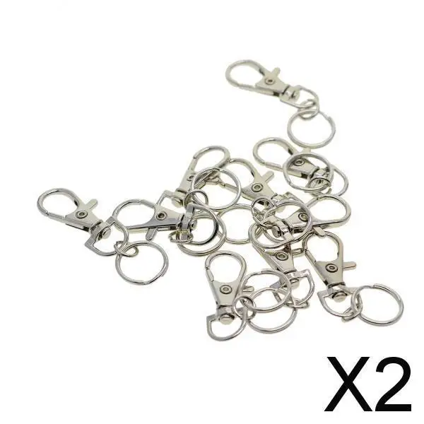 2x10pcs Plated Metal Swivel Clasps Snap-On Keychain Ring Hook Clip Findings