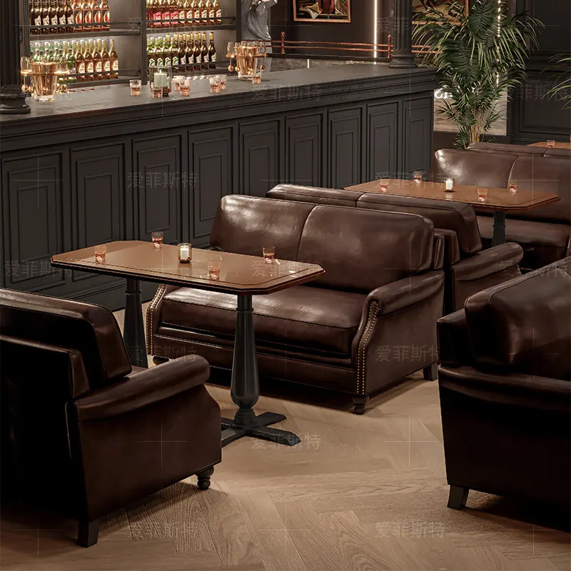 Retro Bar American Theme Western Restaurant Cigar Bar Music Dining Bar Cafe Table and Chair Combination