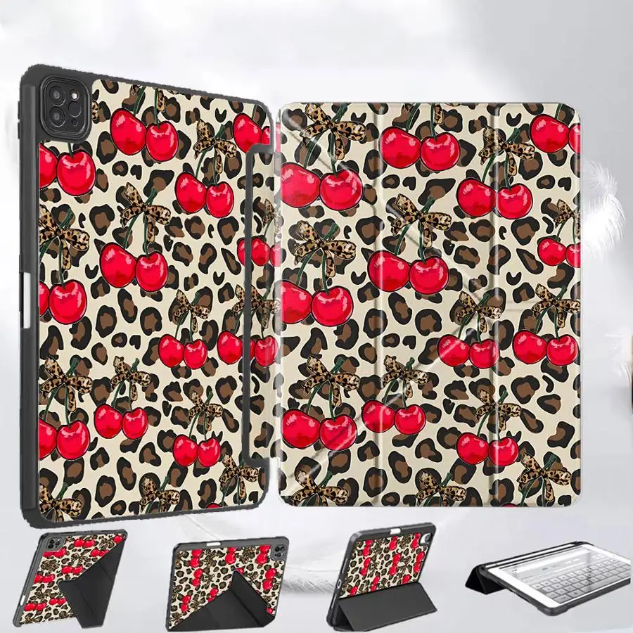 

Чехол для планшета iPad Mini 6 7 Pro 11-го 10-го 9-го 8-го 7-го поколений, 12.9-дюймовый Pro 2025, Air 4 5, M3 M2 M4 11-дюймовый, с держателем, леопардовый принт