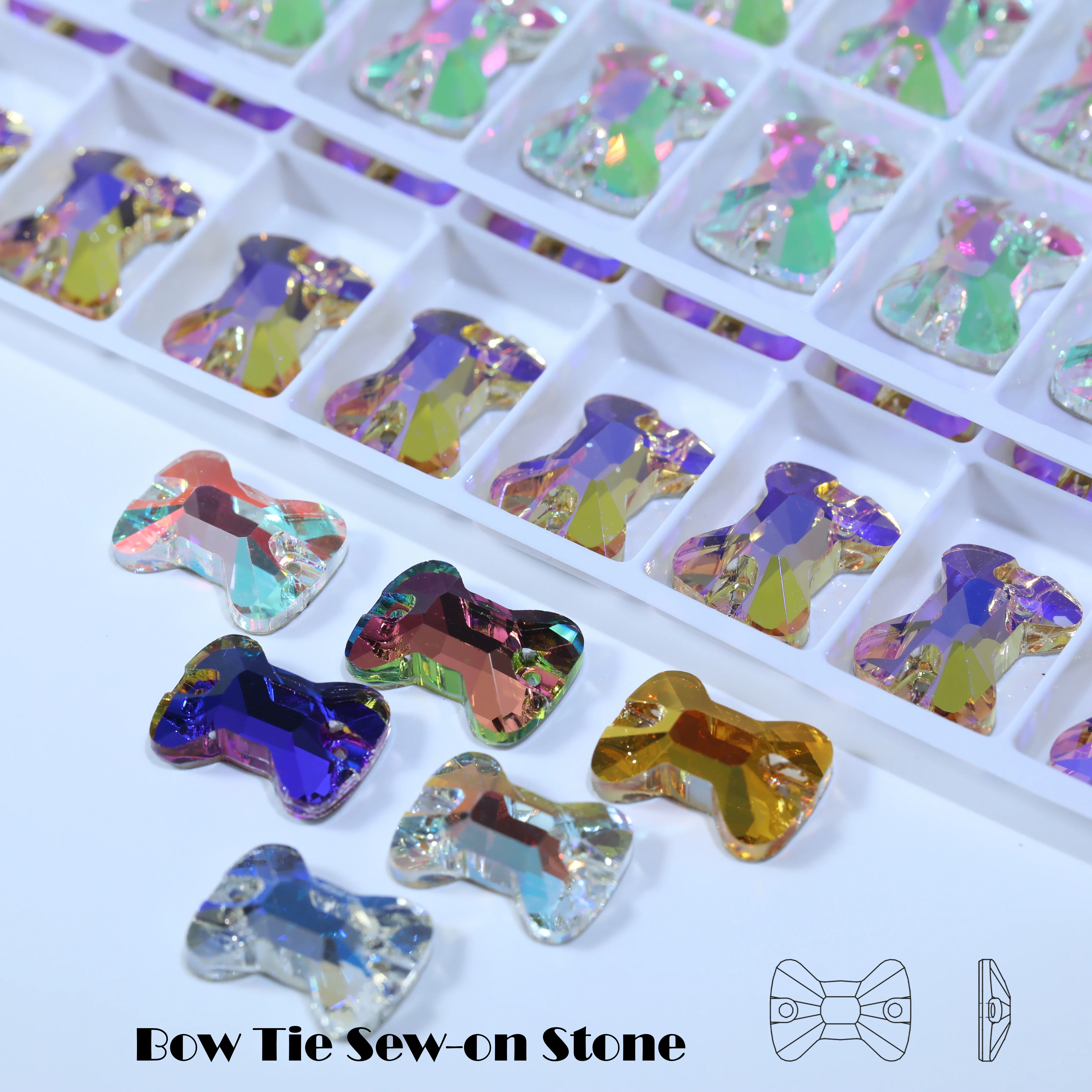 Aufnähbare Kristalle AB Aurora Fancy K9 Glas-Strasssteine in verschiedenen Farben für Hochzeitskleider, Kleidung, Schuhe, Kostüme, DIY-Bekleidung – Detail 1