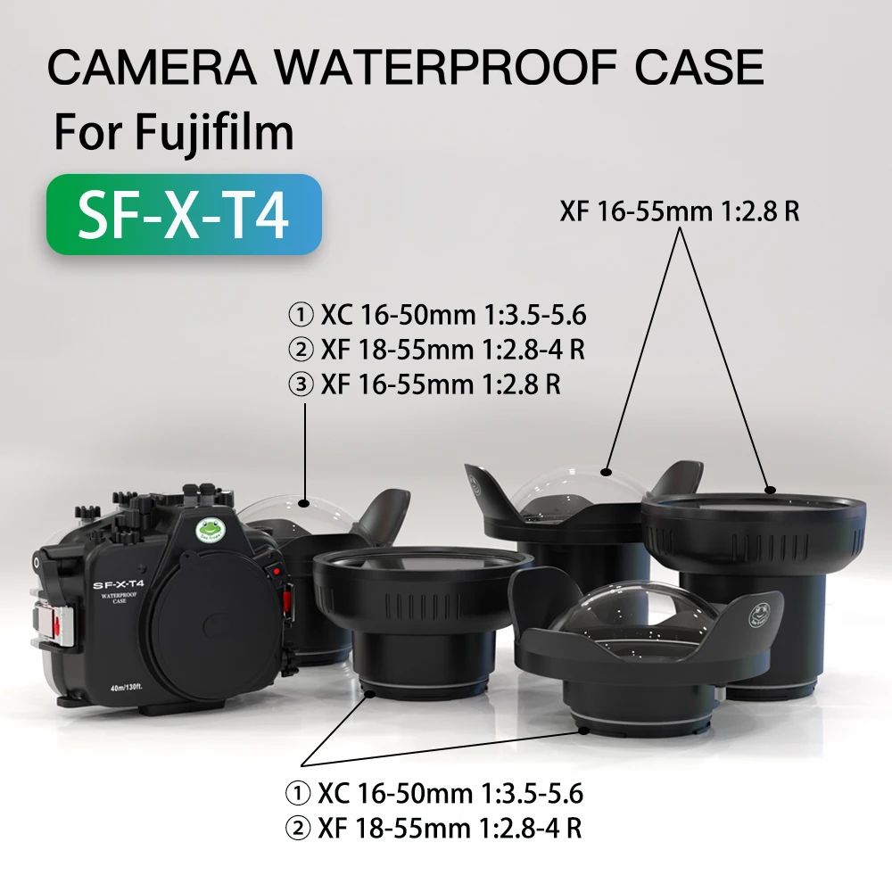 Seafrogs เคสกันน้ำสำหรับ X-T4 Fujifilm, เคสใส่130ft กันน้ำกล่องใส่กล้องดำน้ำ