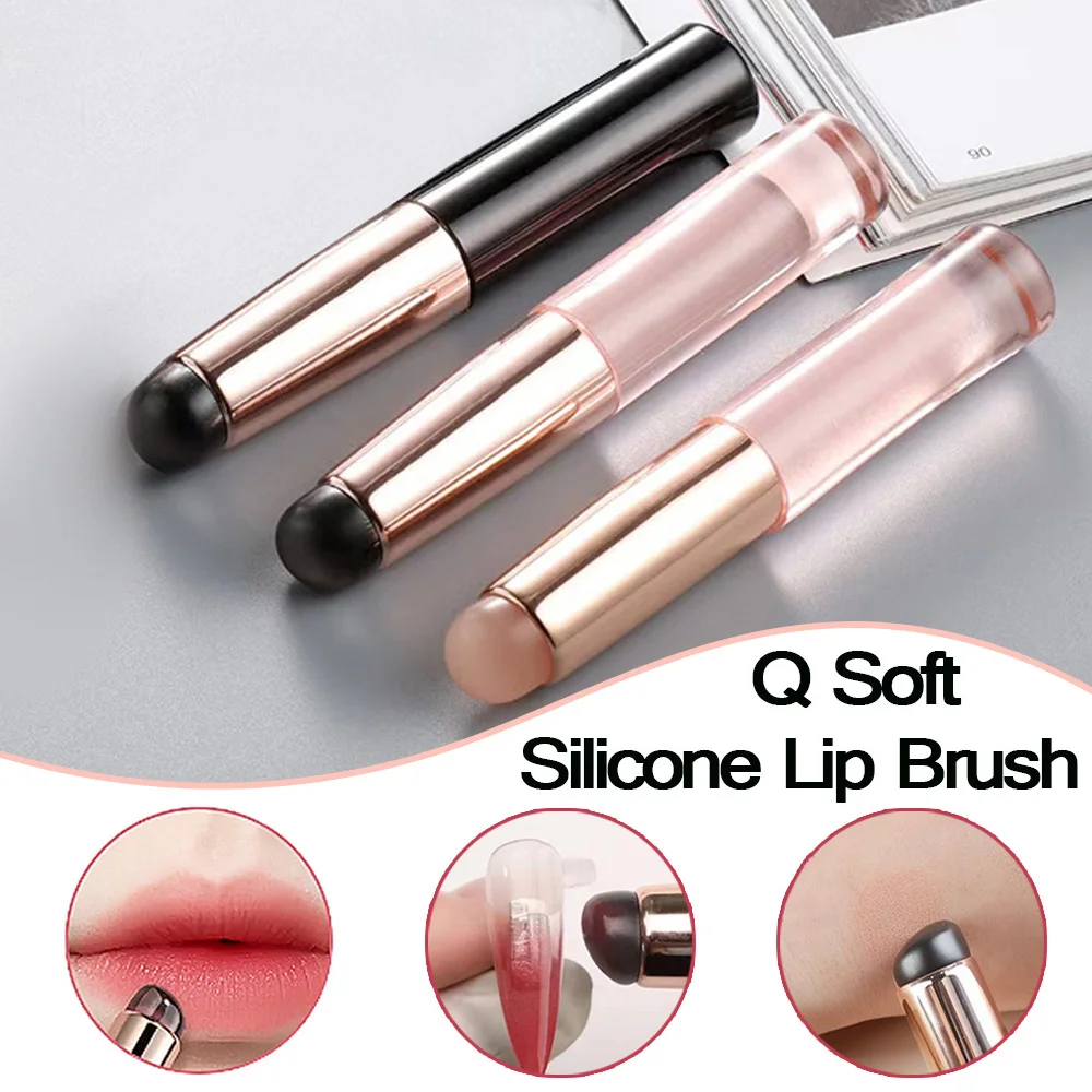 Pincel corrector de silicona para los dedos, herramienta de maquillaje Q suave, bálsamo labial, brillo labial, aplicador con cubierta a prueba de polvo, 2/1 piezas