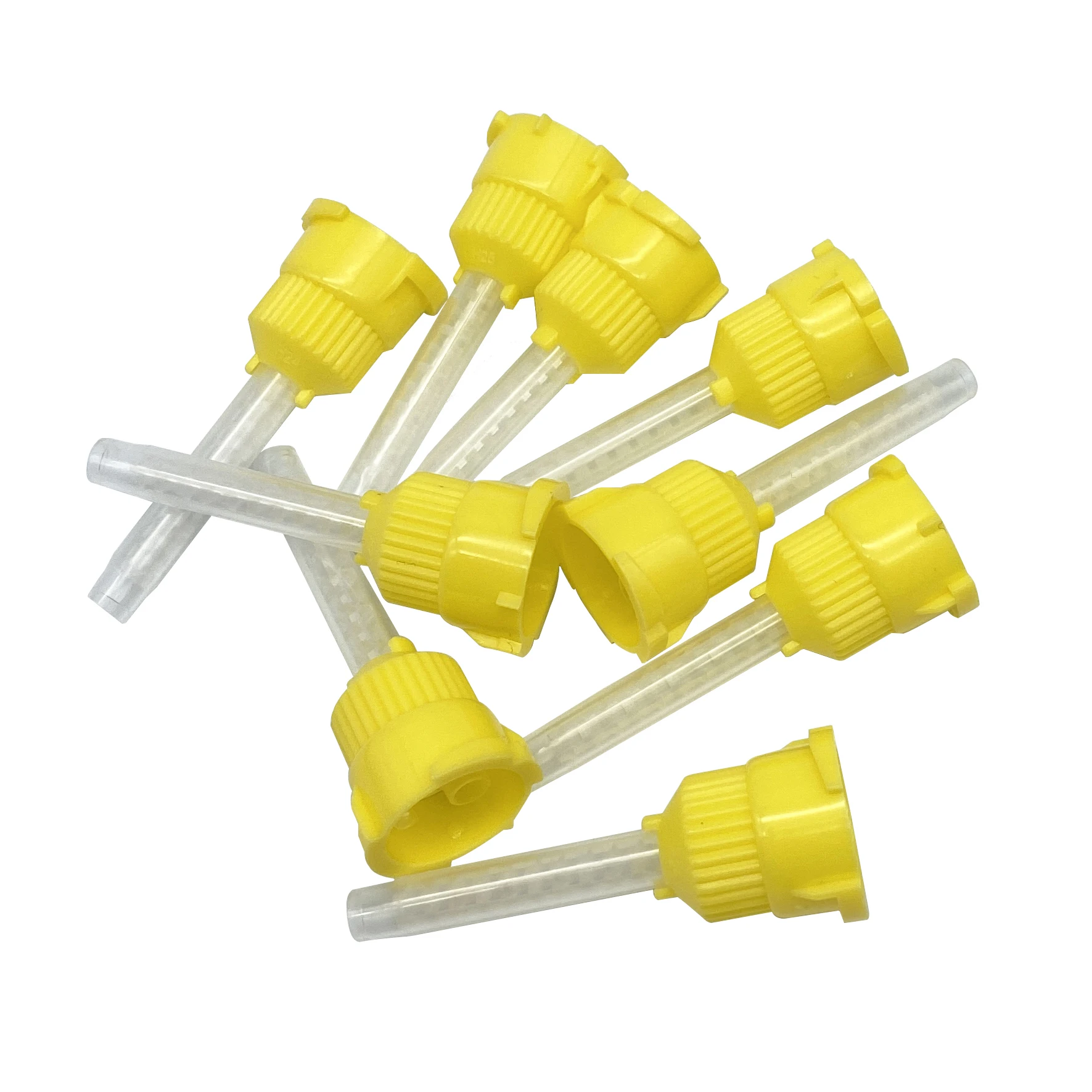 Puntas de mezcla de impresión Dental desechables, tubo de mezcla de boquillas de Material de impresión Intraoral amarillo 1:1, 100/200/300 piezas