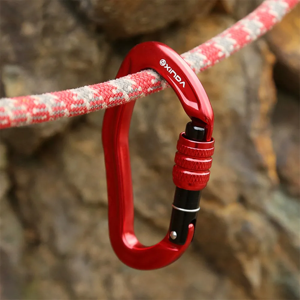 XINDA Outdoor Rock Climbing  Carabiner 22KN Safety Lock Aluminum alloy Spring-loaded Gate Buckle Survive Protective Equipment
