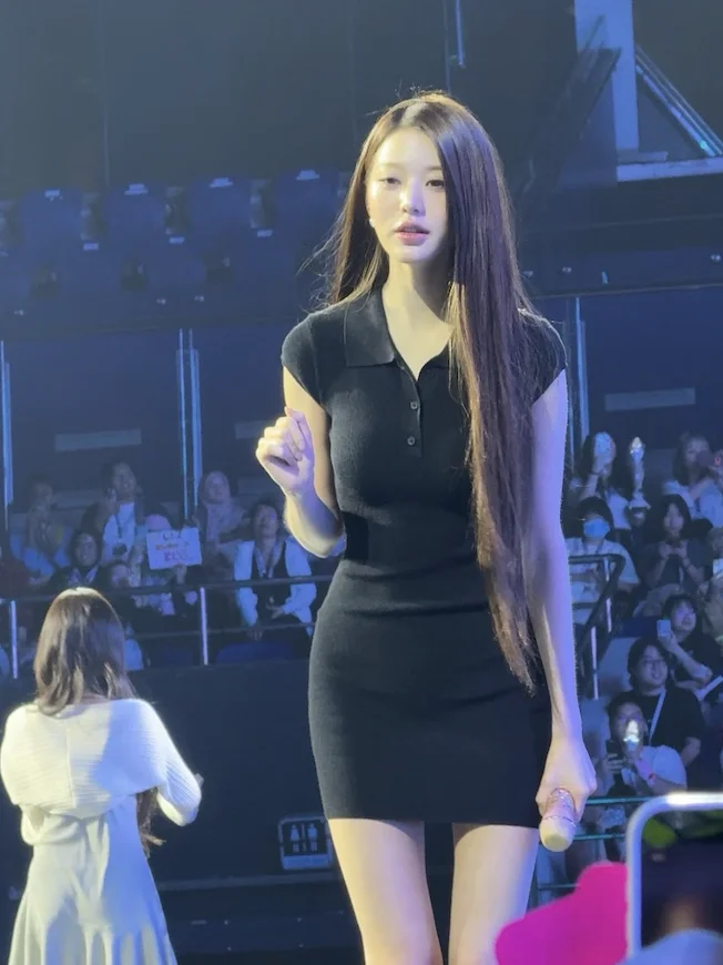 Zhang Ying Concert Black Collar Slim Fit Knitted Short Sleeve Wrap around Skirt Dress  Dress Stage Performance Women's Fa...