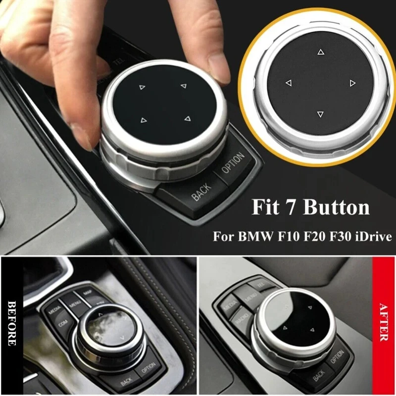 Car Multimedia Big Knob Covers Button Trim Control For BMW F10 F20 F30 IDrive Stickers