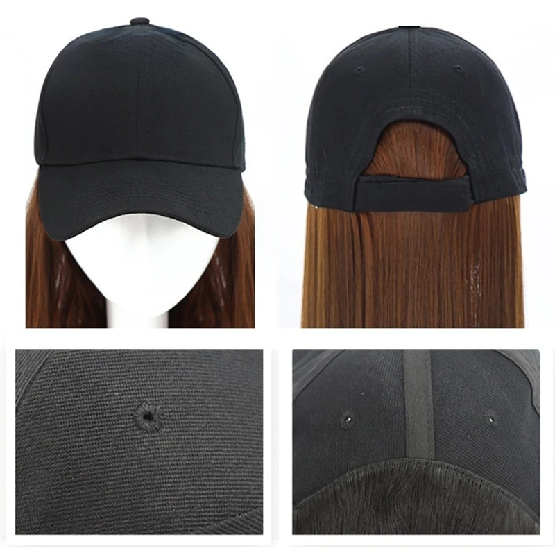 Pato Tongue Cap peruca, cabelo reto longo ajustável, peruca de cabeça cheia, um must-have para a moda