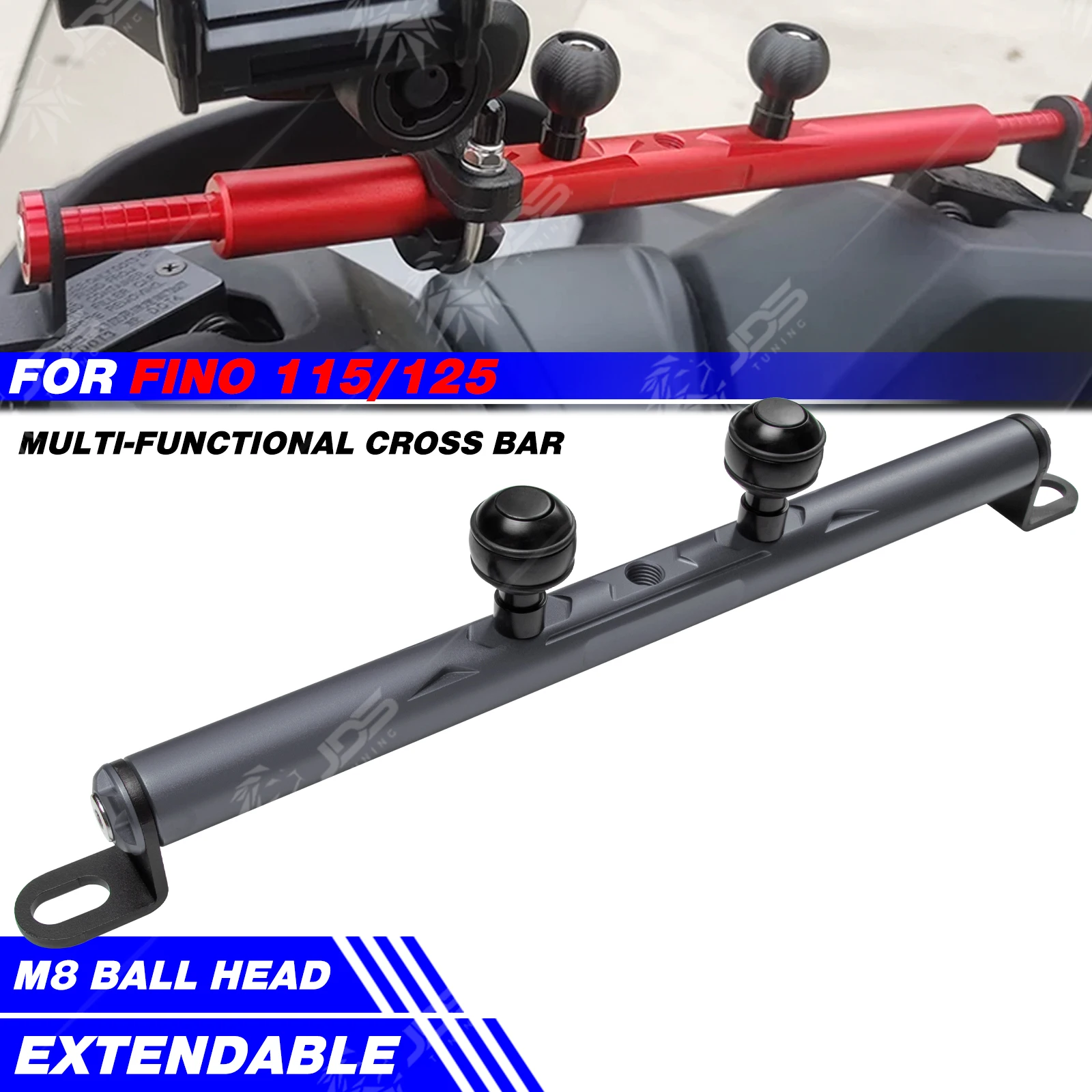 

JDSTUNING For YAMAHA FINO 115/125 Crossbar Balance Beam Multifunction Bar Phone Holder Bracket Accessories Parts