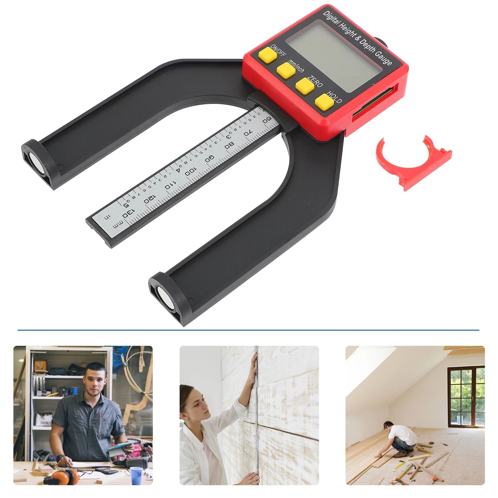 

Digital Height Gauge Depth Caliper Woodworking Tool Magnetic Base Plastic Ruler Measuring Instrument Millimeters Inches