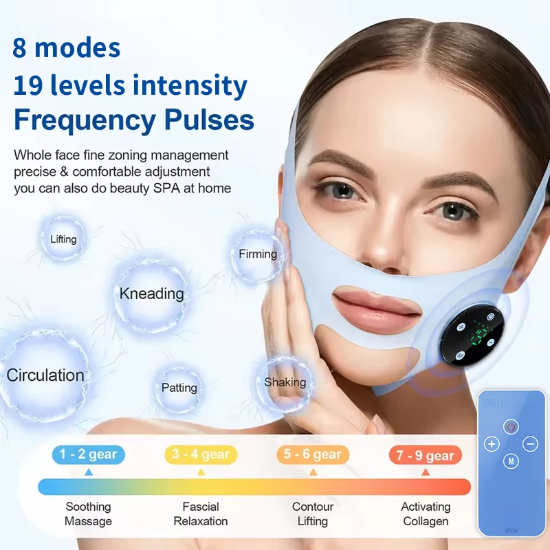 

EMS Facial Lifting Device - Double Chin Reducer & V-Line Shaper for Face Toning Beauty Massager V Line Lift Belt Skin Care Tool