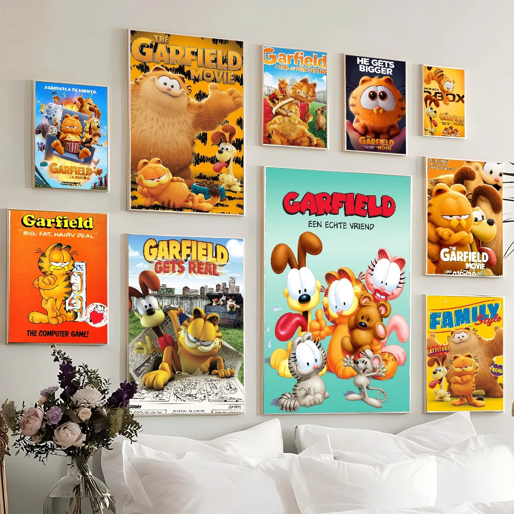 The G-Garfield Movie Vintage Posters Sticky Whitepaper Sticker DIY Room Bar Cafe Room Wall Decor