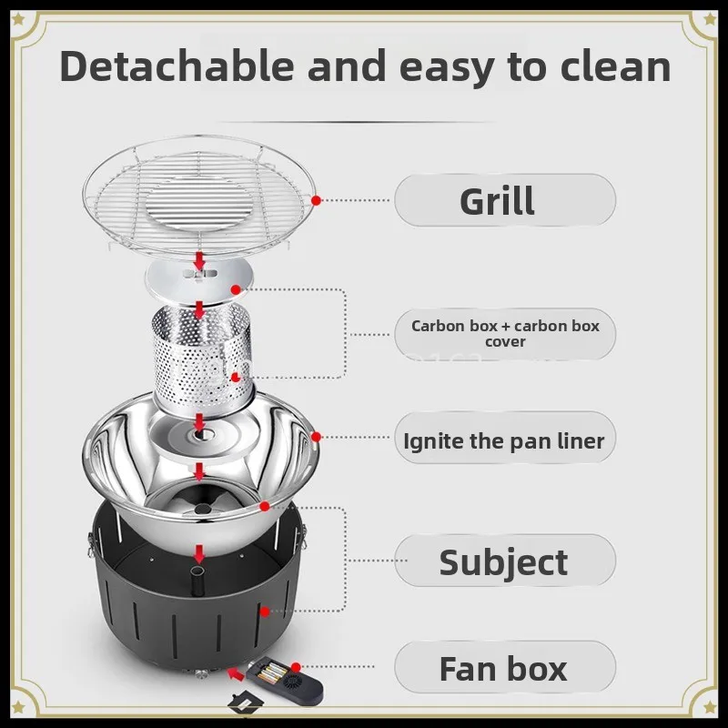 Barbecue Grill Outdoor with Barbecue Pan Tea Barbecue Camping Multifunctional Portable Carbon Grill