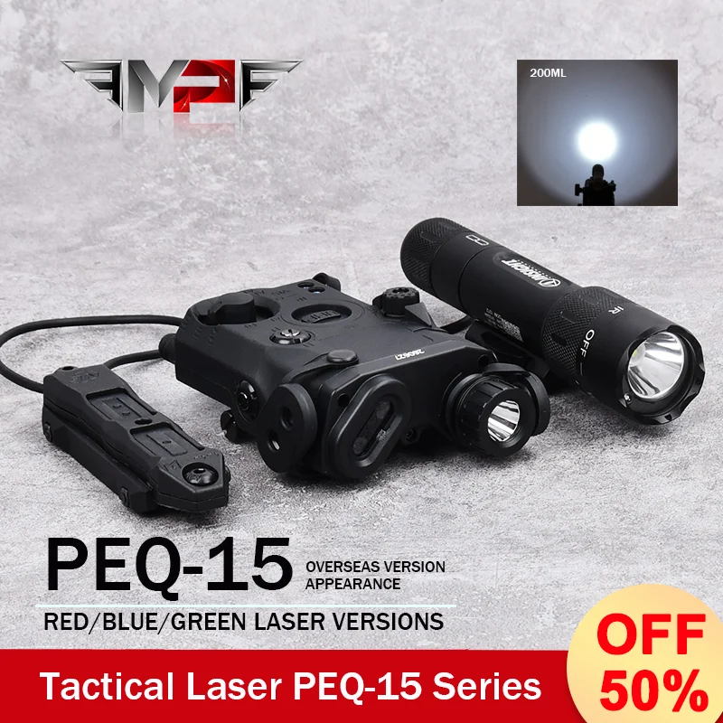 

WADSN Tactical PEQ 15 Red Green Laser With WMX200 Flashlight IR LED Rollover Folding Base Fit 20mm Rail Hunting Airsoft Light