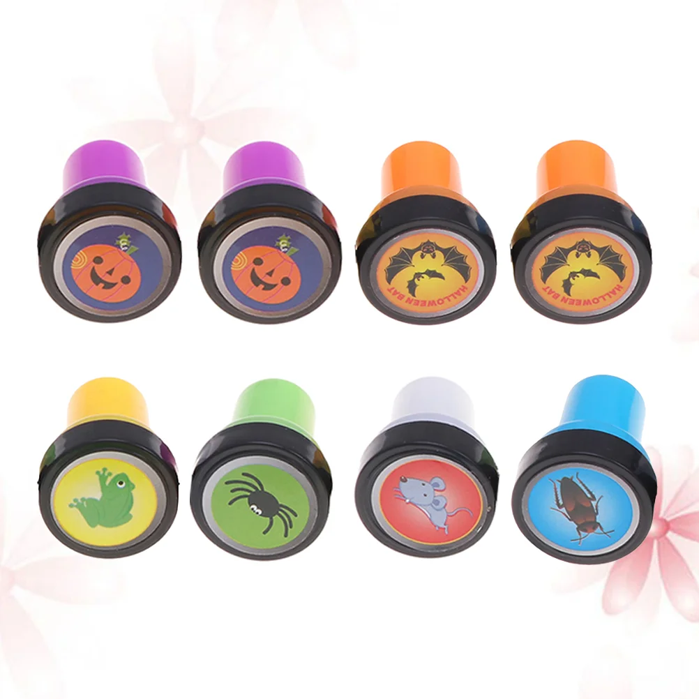 8 Pcs Symbol Stamp Kids Toys Self-ink Stamps Halloween Spooky Animal Stamper Children Stampers Puzzle