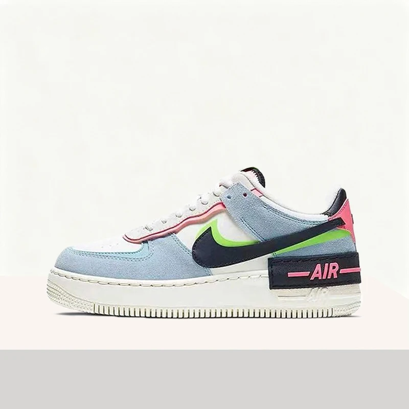 Nike Air Force 1 Shadow Trendy Color-Blocking Premium, Zapatillas Casuales de Skate de Caña Baja, Duraderas y Ligeras para Mujer, CU8591-101