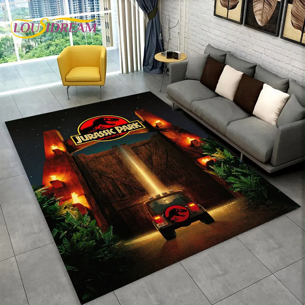 3D Cartoon Jurassic Park Dinosaur Area Rug Large,Carpet Rug for Living Room Bedroom Sofa Doormat Decor,Child Non-slip Floor Mat