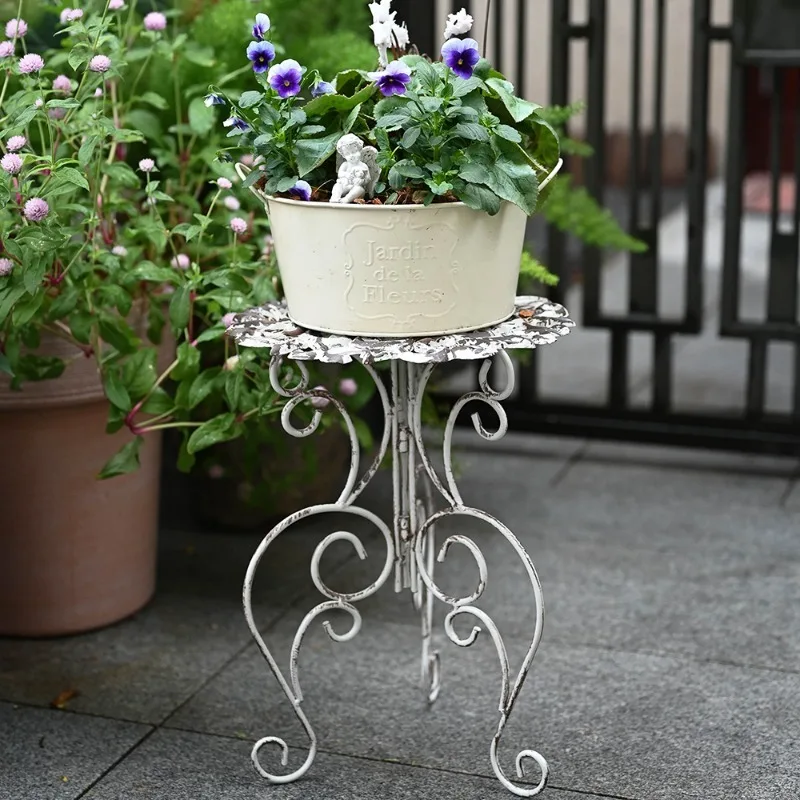Vintage European cast iron flower pot bracket balcony  stool flower pot holder  stand pastoral groceries garden deco