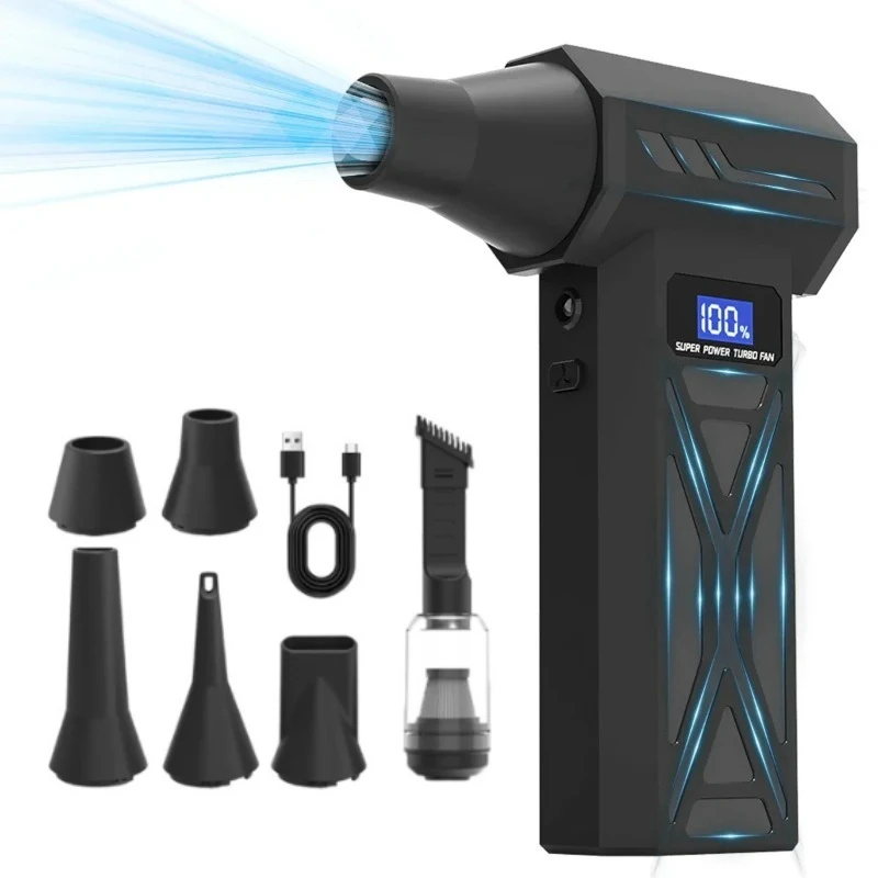New P70 Air Blower Adjustable Turbo Blower With Led Light&Display Battery Cordless Compressed Air Duster Removal Dryer for car