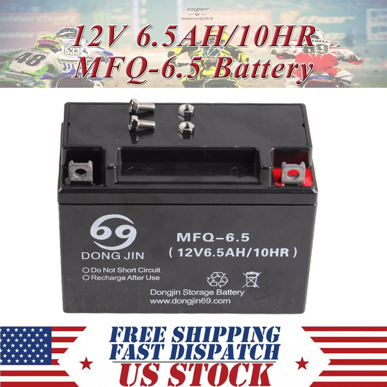 

MFQ-6.5 12V 6.5AH/10HR Motorcycle Battery For ATV Go Kart Dirt Pit Bike 4 Wheeler Buggy Quad Dirt Bike