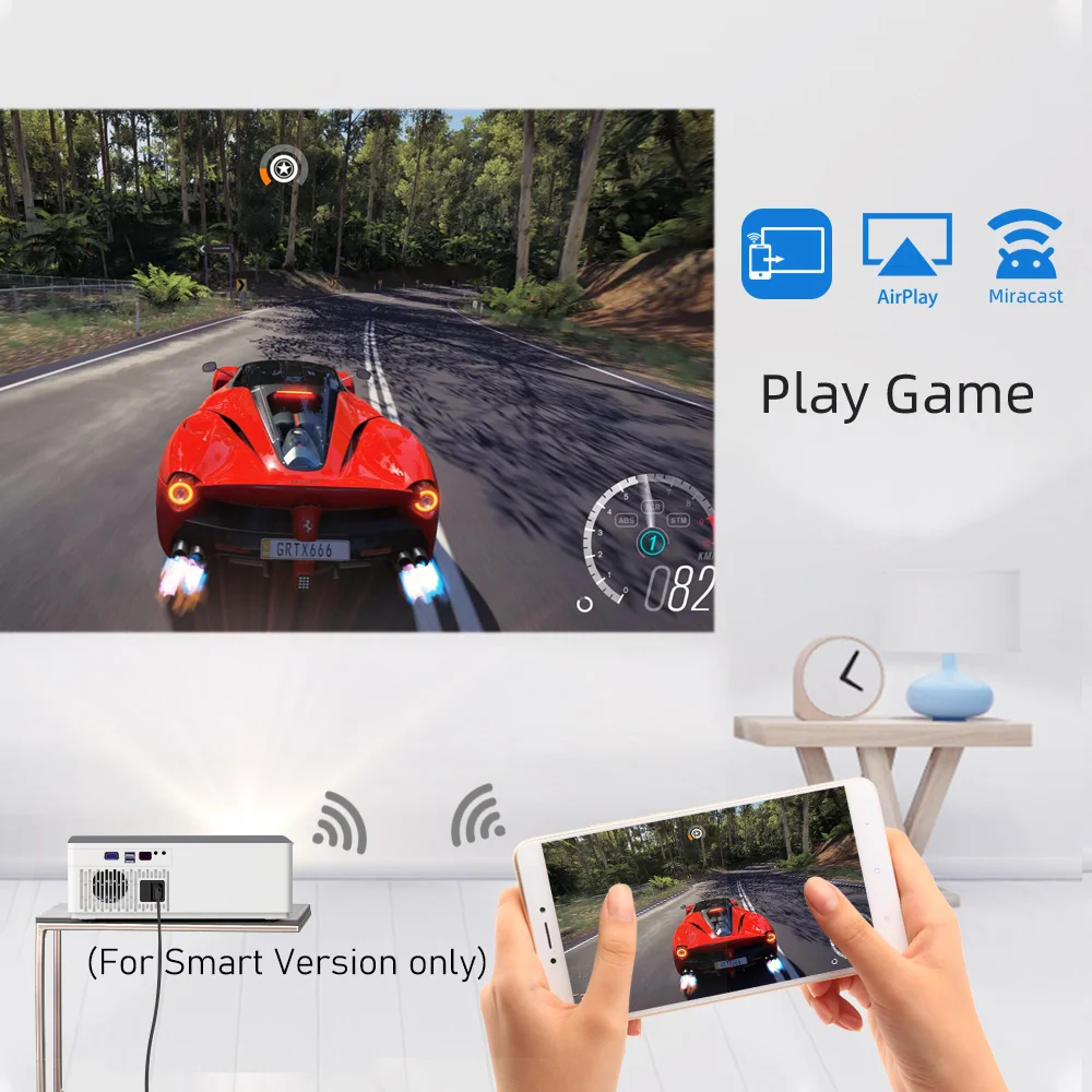 K20 Smart Android WIFI 3D LCD Video Full HD 1080P LED Home Theater Projector 4K Projector (40USD Extra voor Android OS)