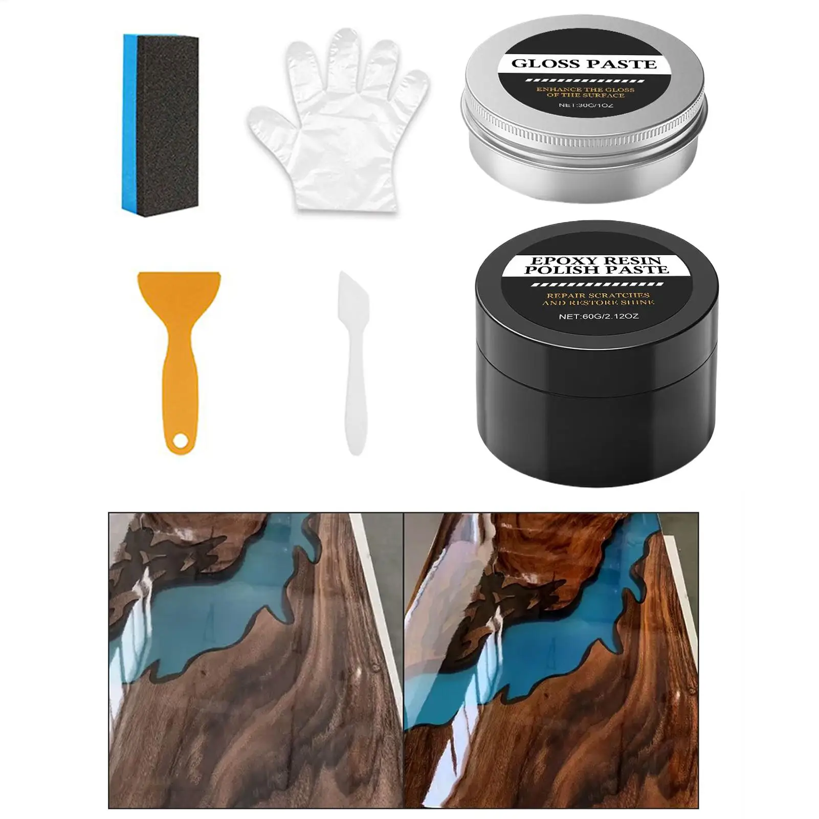 150ml Home DIY Epoxy Resin Polishing Kit, High Gloss Scratch Removal Compound, Restore Luster Remove Scuffs for Resin Art Crafts