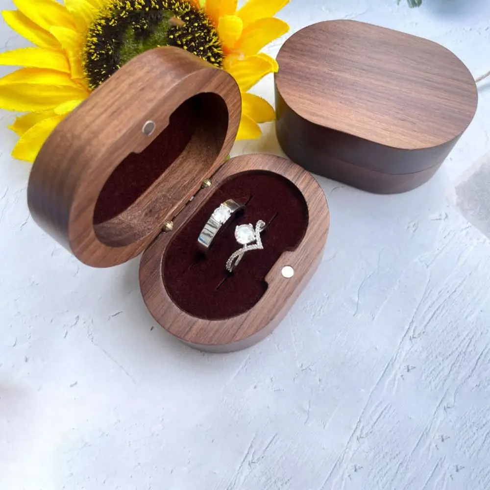 Простая коробка для обручальных колец ручной работы с двойным слотом, портативная коробка для колец с бархатной подкладкой, деревенский дизайн, коробка для демонстрации колец, дисплей для колец