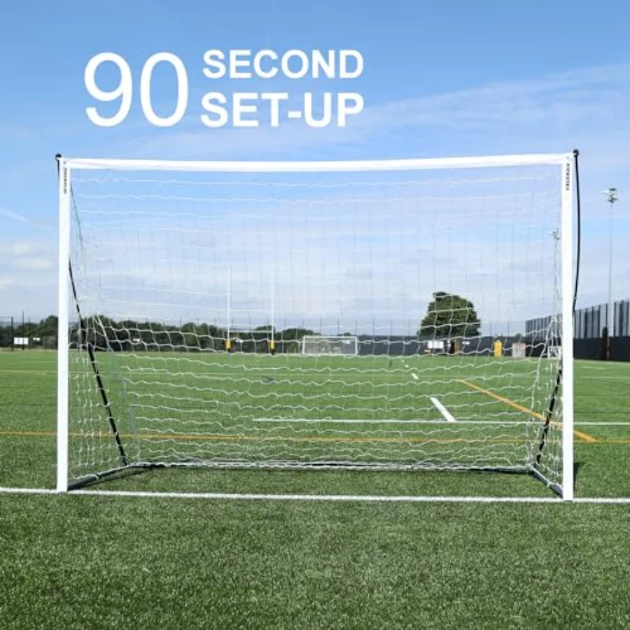 Portería de fútbol portátil Kickster Elite con base ponderada integrada para entrenamiento versátil en suelos duros de césped o césped disponible