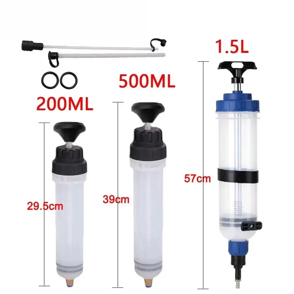 Car Engine Oil Fluid Pump Efficient Vacuum Manual Inhalation Syringe Style Engine Cooolant Transfer Translucent 500cc/1500cc
