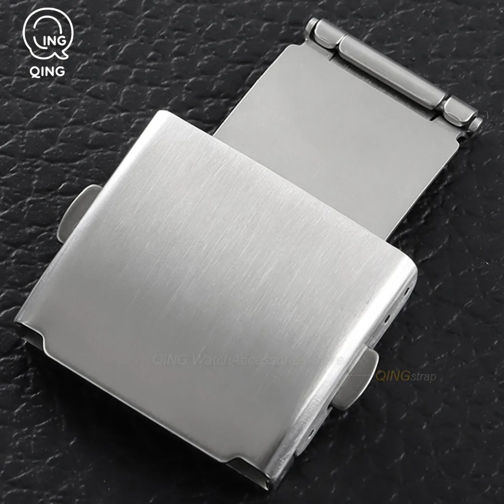 16mm 18mm 20mm 22mm 24mm Silver Stainless Steel Folding Watch Buckle Deployment Clasp Accessory Metal Double Press Buckle Button