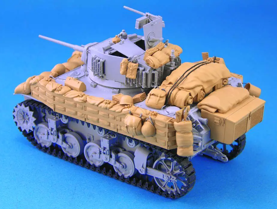 Precision Cast Resin Model Assembly Kit, 1/35 American M5A1 Stuart Light Tank Stockpile, Unpainted (excluding Vehicle) view 3