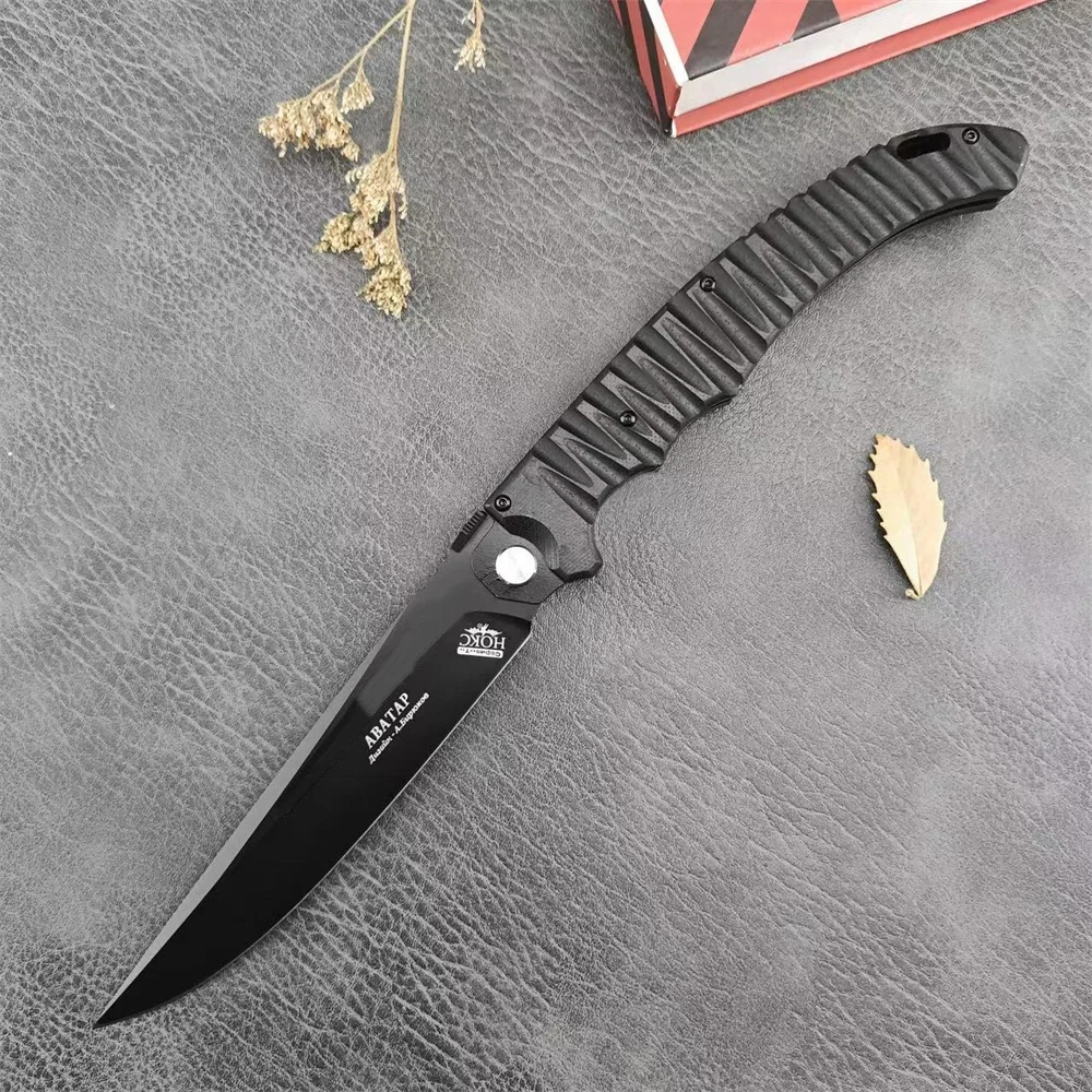 HOKC Russian Tactical Hunting Folding Knife D2 Steel Blade G10 Handles Self Defense EDC Camping Tools Survival Knives