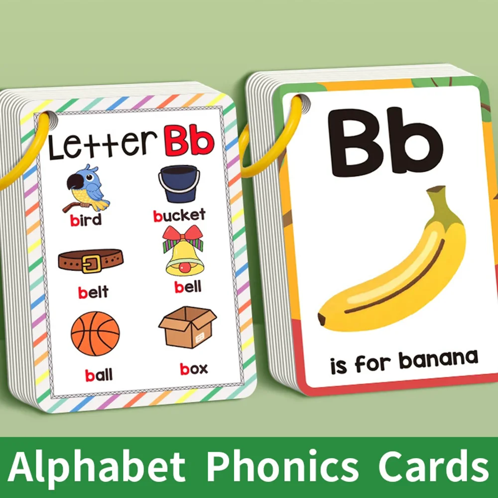 1Book Child's Words A-Z Learning Cards with Pictures 27 English Word Cards Enhance Visual Perception Educational Cognitive Games