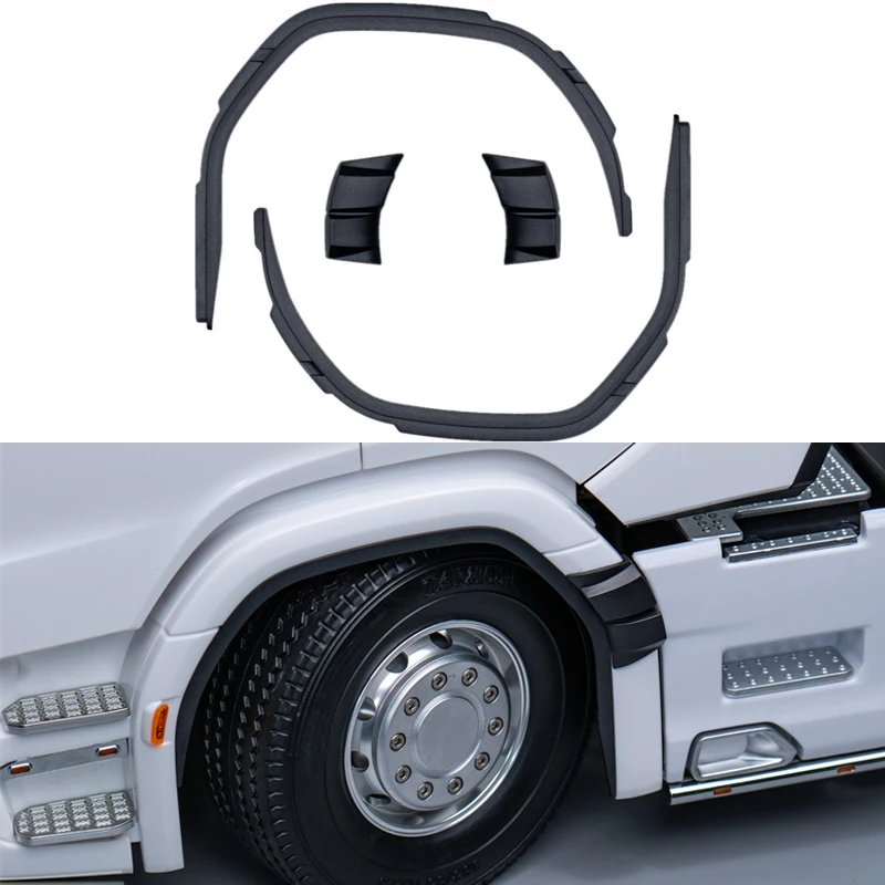

1pair Black Simulated Wheel Eyebrows for 1/14 Tamiya RC Truck Scania 770S 56368 56371 56379 DIY Parts