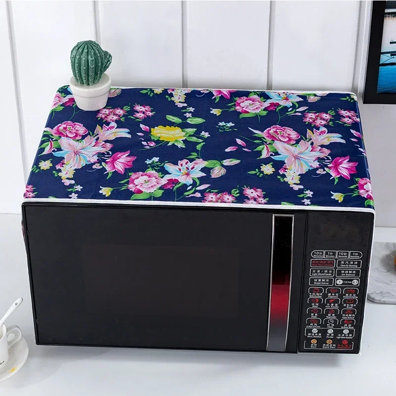 35*100cm Microwave Oven Dust Cover Dustproof Satin Storage Bag Dust Cloth Household Printed Cover Modern Top Cover Cloth