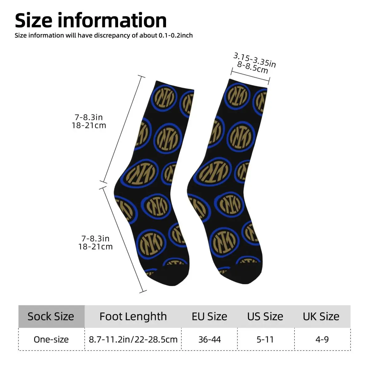 Inter Milano Calzini dal miglior design Harajuku Calze di alta qualità Calzini lunghi per tutte le stagioni Accessori per regalo di compleanno unisex