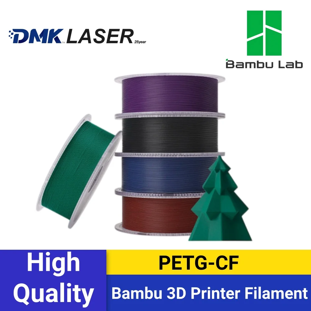 Bambu Lab original PETG-CF Carbon Fiber Filament, Upgraded Performance, Glossy Finish & Hidden Lines, RFID-Enabled 1kg